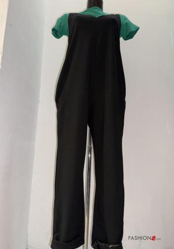 Salopette in Cotone scollo a V con tasche con T-shirt