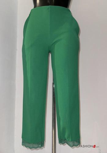Pantalone in pizzo sangallo con tasche con elastico