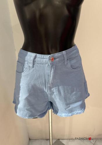 Denim Shorts aus Baumwolle mit Knöpfen mit Reißverschluss mit Taschen - ph 1