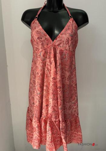 sleeveless backless mini Silk Dress with flounces