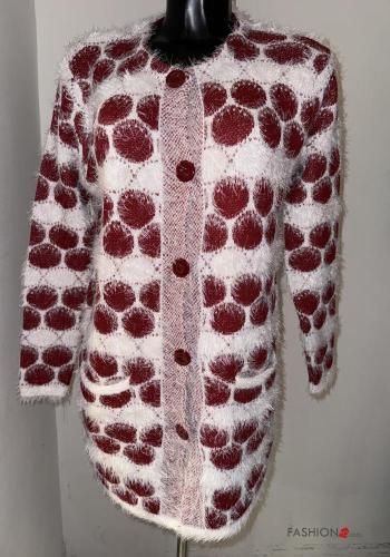 Giacca in Cotone maniche lunghe girocollo Fantasia pois con bottoni