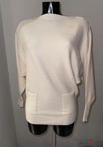Maglione maniche lunghe con tasche con scollo a barca - ph 1