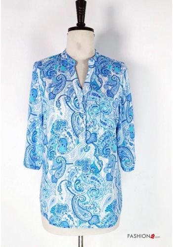 Camicia in Cotone con colletto Fantasia paisley con bottoni maniche a tre quarti - ph 1