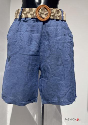 Bermudas de Lino con bolsillos con cinturón con elástico