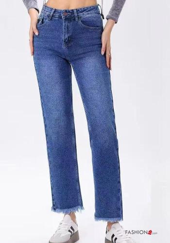 Denim Jeans aus Baumwolle mit Knöpfen mit Reißverschluss mit Taschen