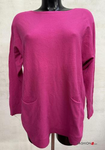 Pull manches longues col rond à boutons