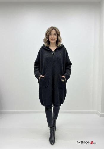 Giacca maniche lunghe con zip con tasche con cappuccio