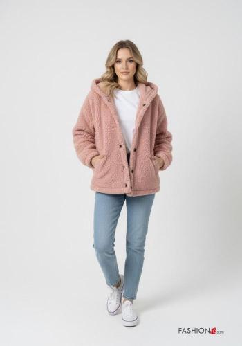 Cappotto con tasche con bottoni con cappuccio