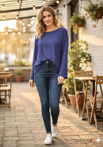 Camisola de mangas compridas em Algodão