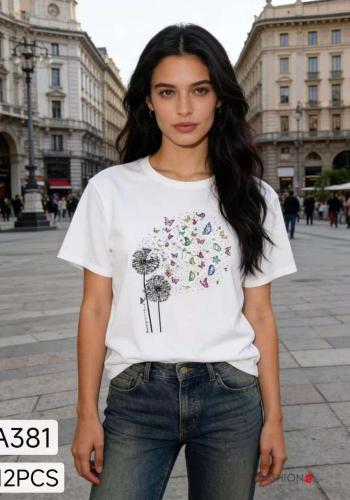 T-shirt in Cotone maniche corte girocollo Fantasia stampata