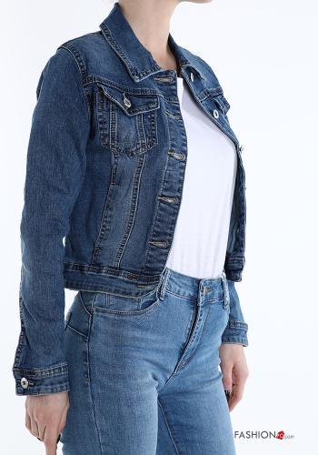 denim Cotton Jacket with buttons with pockets - ph 3