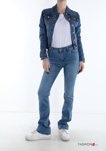 denim Cotton Jacket with buttons with pockets - ph 5