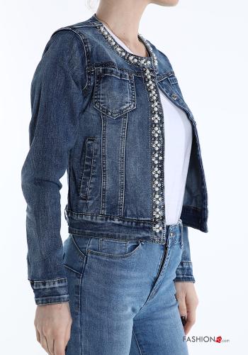 Blusão em Algodão denim com bolsos com botões com pérolas - ph 3
