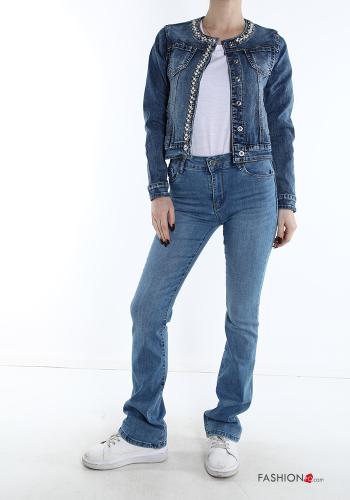 Blusão em Algodão denim com bolsos com botões com pérolas - ph 5
