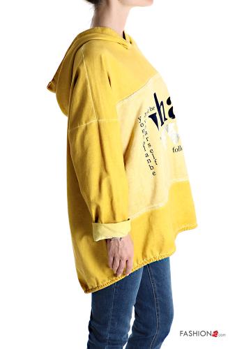 Felpa in Cotone Fantasia scritta con cappuccio - ph 3