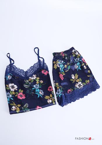 10-teiliges Set Blumenmuster Spitze- Voller Pyjama - ph 1