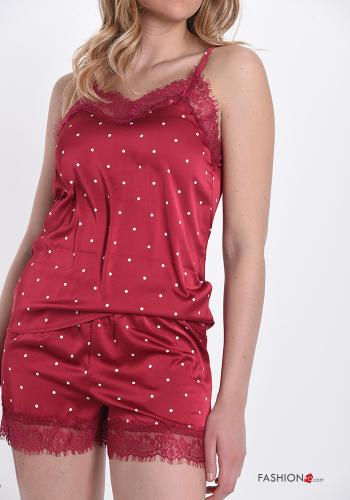 25-teiliges Set  Voller Pyjama  Spitze V-Ausschnitt getüpfelt Muster - ph 4