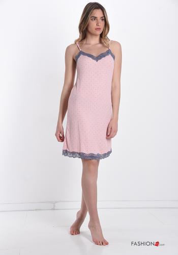 Ensemble de 15 pièces Chemise de nuit en Coton  dentelle encolure en V Imprimé à pois - ph 1