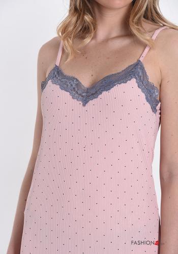 Ensemble de 15 pièces Chemise de nuit en Coton  dentelle encolure en V Imprimé à pois - ph 4