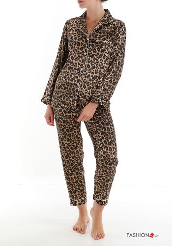 Set 20 pezzi Pigiama completo Fantasia animalier con bottoni con tasche - ph 4