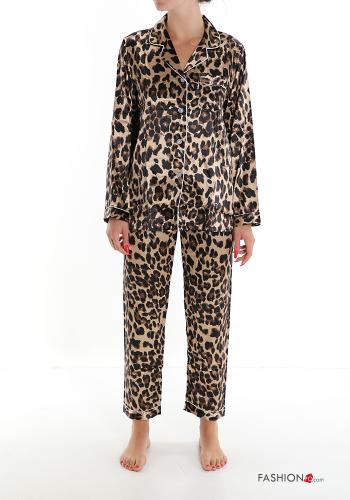 Set 20 pezzi Pigiama completo Fantasia animalier con bottoni con tasche - ph 6
