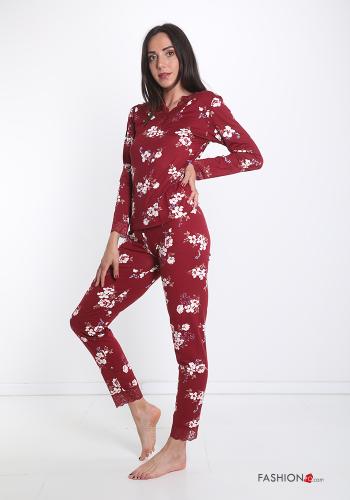Set 18 pezzi Pigiama completo  pizzo scollo a V Fantasia floreale - ph 3