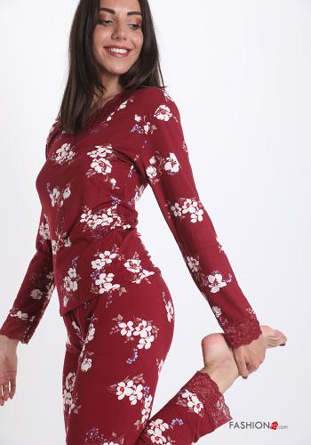 Set 18 pezzi Pigiama completo  pizzo scollo a V Fantasia floreale - ph 4