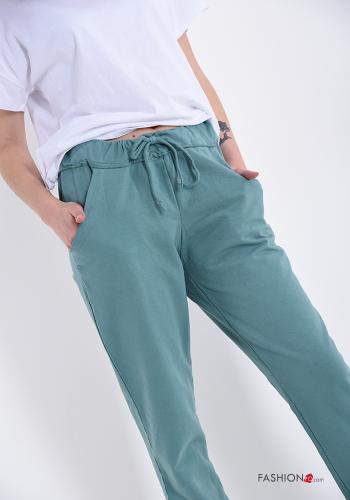 Track pants in Cotton  with pockets with bow - ph 4