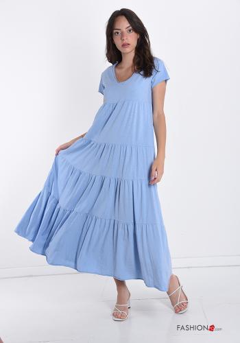 Vestido de Algodón escote en v con volantes - ph 1
