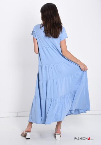 Vestido de Algodón escote en v con volantes - ph 2