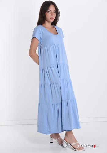 Vestido de Algodón escote en v con volantes - ph 3