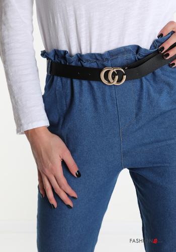 Hose aus Baumwolle mit Gürtel mit Taschen - ph 4