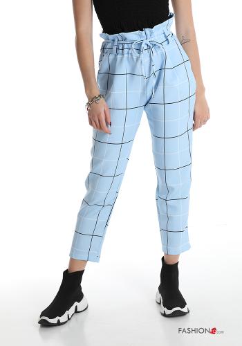Vichy Muster Hose mit Taschen mit Schleife - ph 1