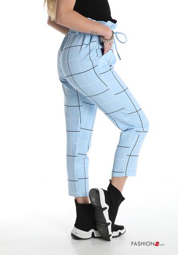 Vichy Muster Hose mit Taschen mit Schleife - ph 3