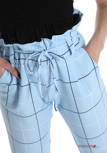 Vichy Muster Hose mit Taschen mit Schleife - ph 4