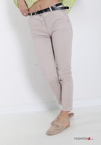 Pantalone in Cotone con cintura con tasche