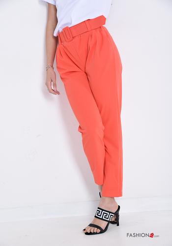 Trousers with belt with pockets