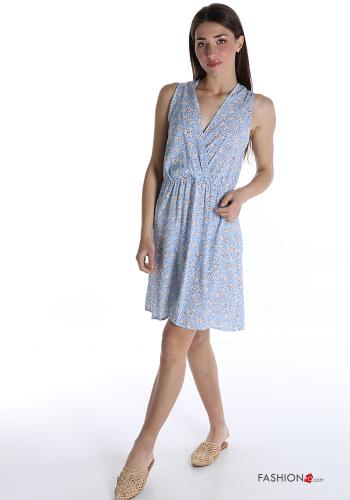 Floral Sleeveless Dress with v-neck