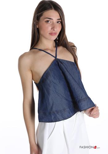 Top en denim avec noeud