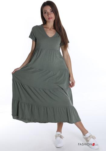 Abito in Cotone  con balze scollo a V - ph 1