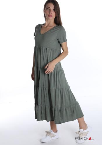 Abito in Cotone  con balze scollo a V - ph 3