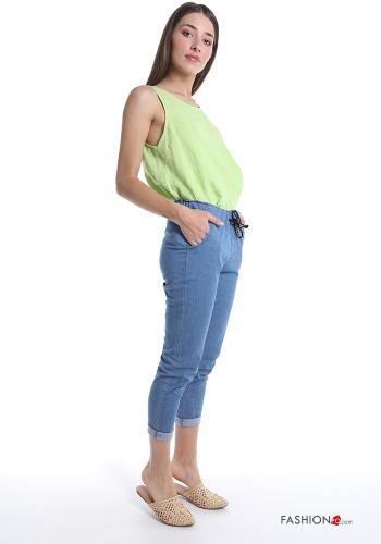 Hose aus Baumwolle mit Taschen mit Schleife - ph 5