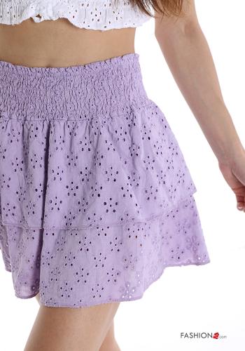 Embroidered Cotton Mini skirt with flounces - ph 4