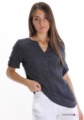 Blusa em Linho com botões gola V - ph 1