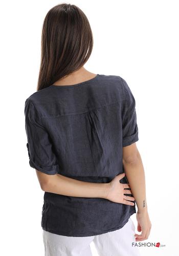 Blusa em Linho com botões gola V - ph 2