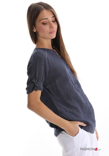 Blusa em Linho com botões gola V - ph 3