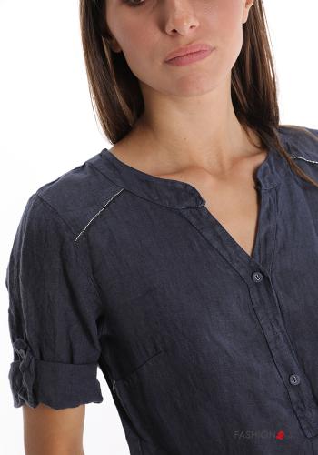 Blusa em Linho com botões gola V - ph 4