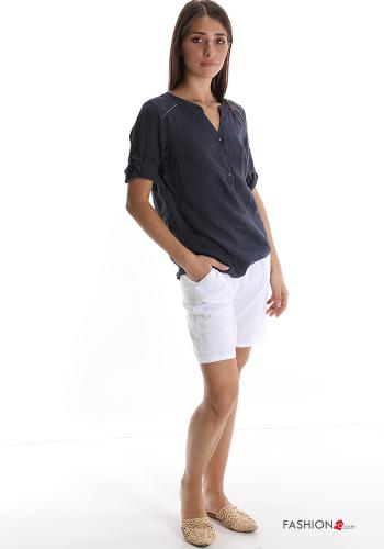 Blusa em Linho com botões gola V - ph 5