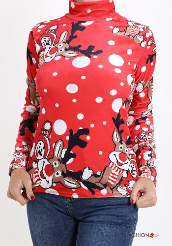 Camisola de mangas compridas de Natal com gola subida - ph 1