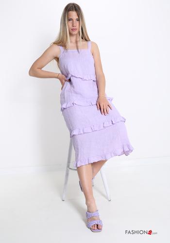 Linen Sleeveless Dress with flounces